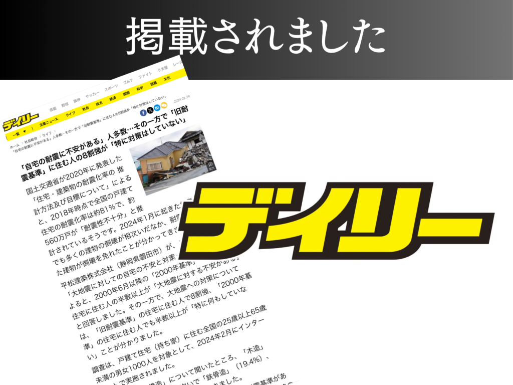 【デイリースポーツ Online】「自宅の耐震に不安がある」人多数…その一方で「旧耐震基準」に住む人の8割強が「特に対策はしていない」